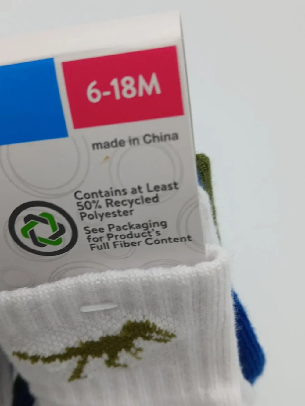 Wonder Nation Infant Toddler Boy’s Socks 6-18 Mos 6 Pack White Green Dinosaur